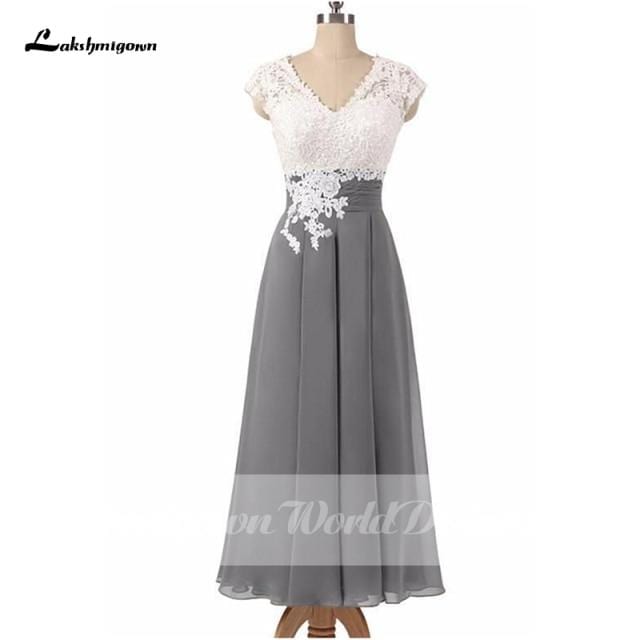 Cap Sleeves Tea-length Chiffon Lace Mother of the Bride Dresses