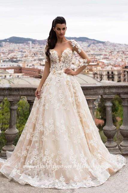 Vintage floral wedding online dress