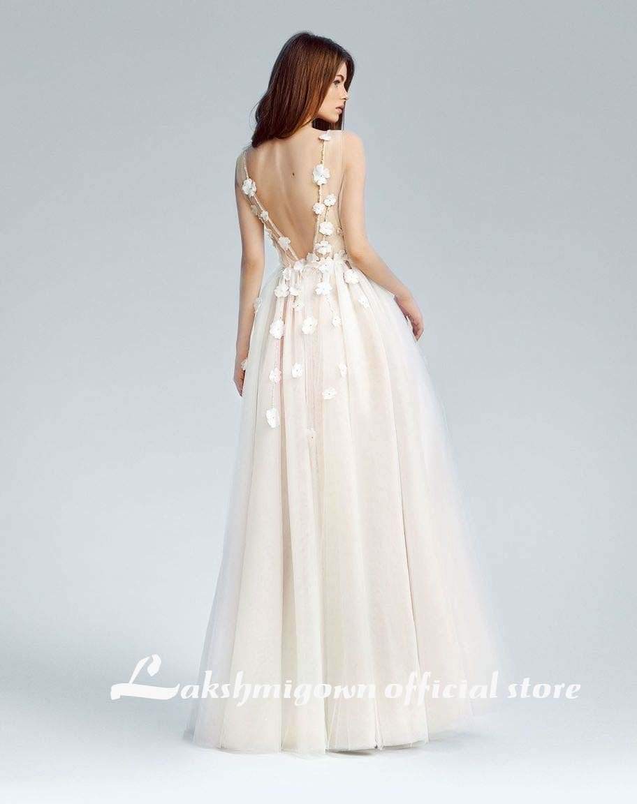 Charming A Line Boho Wedding Dresses Lace Appliques