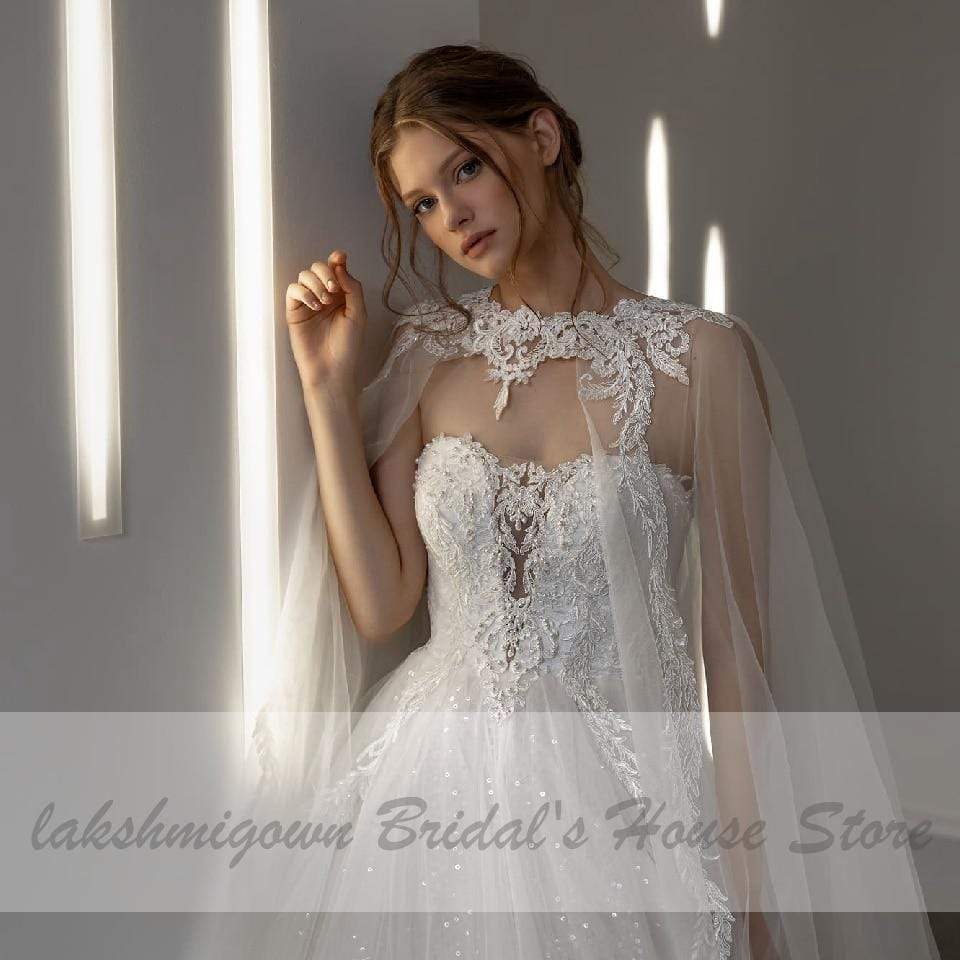 Elegant African Wedding Dresses for Women Strapless Lace Appliques - ROYCEBRIDAL OFFICIAL STORE
