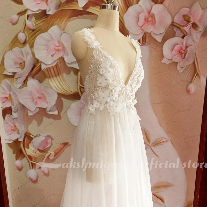 Flowers Beaded Bodice of Jumpsuit A-Line Wedding Dress