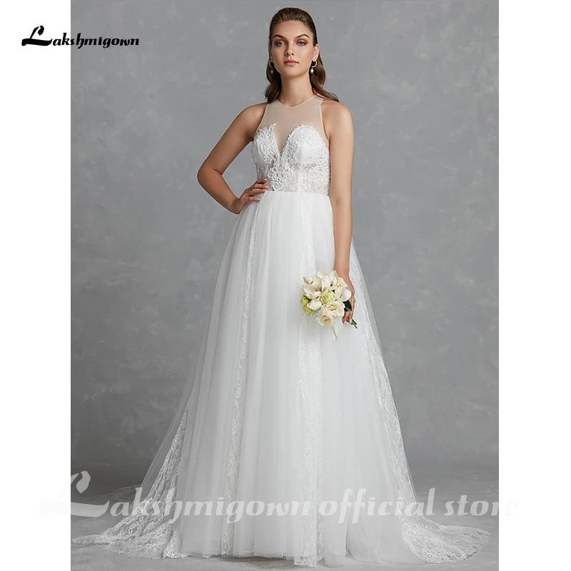 Glamorous Regular Straps Wedding Dresses Jewel Neck Court Train - ROYCEBRIDAL OFFICIAL STORE