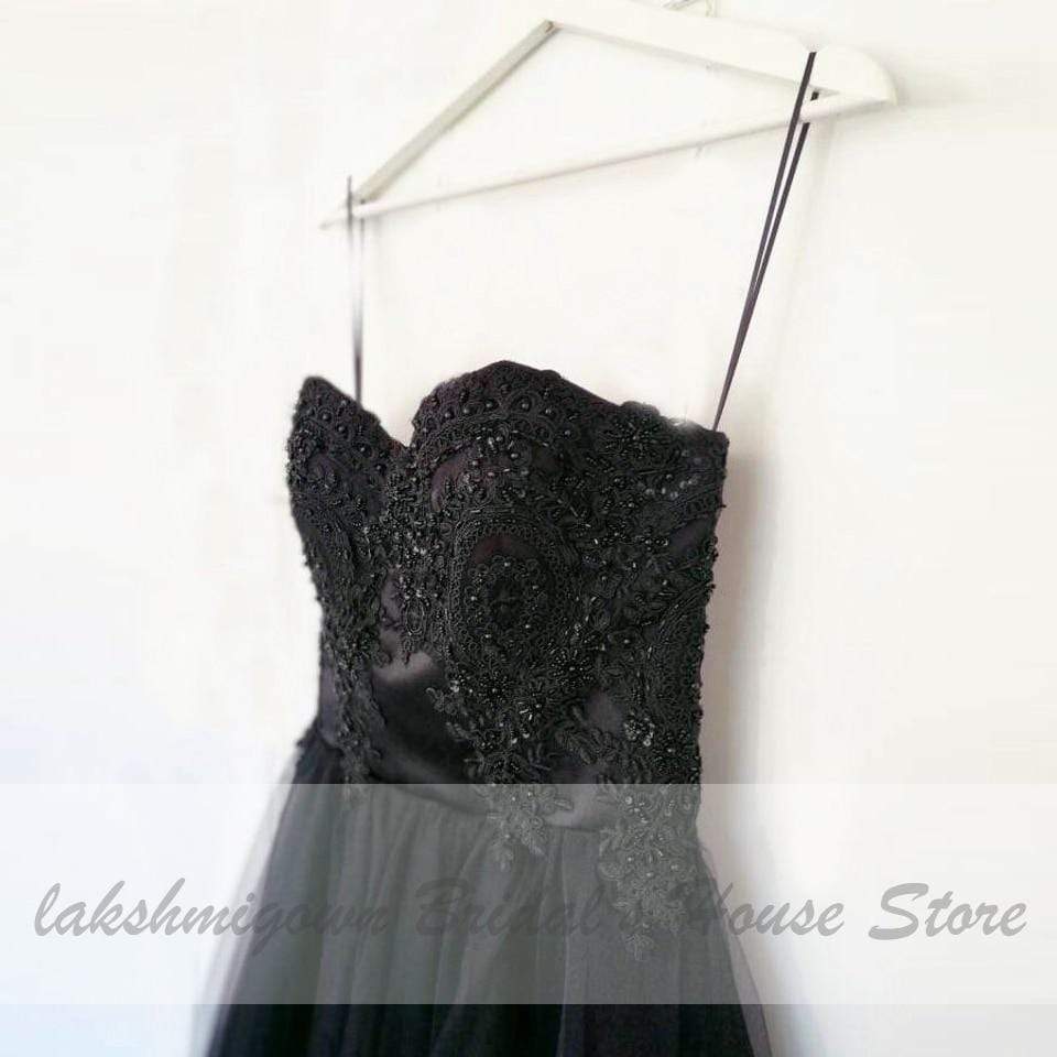 Gothic Black Wedding Dress Women New Sexy - ROYCEBRIDAL OFFICIAL STORE