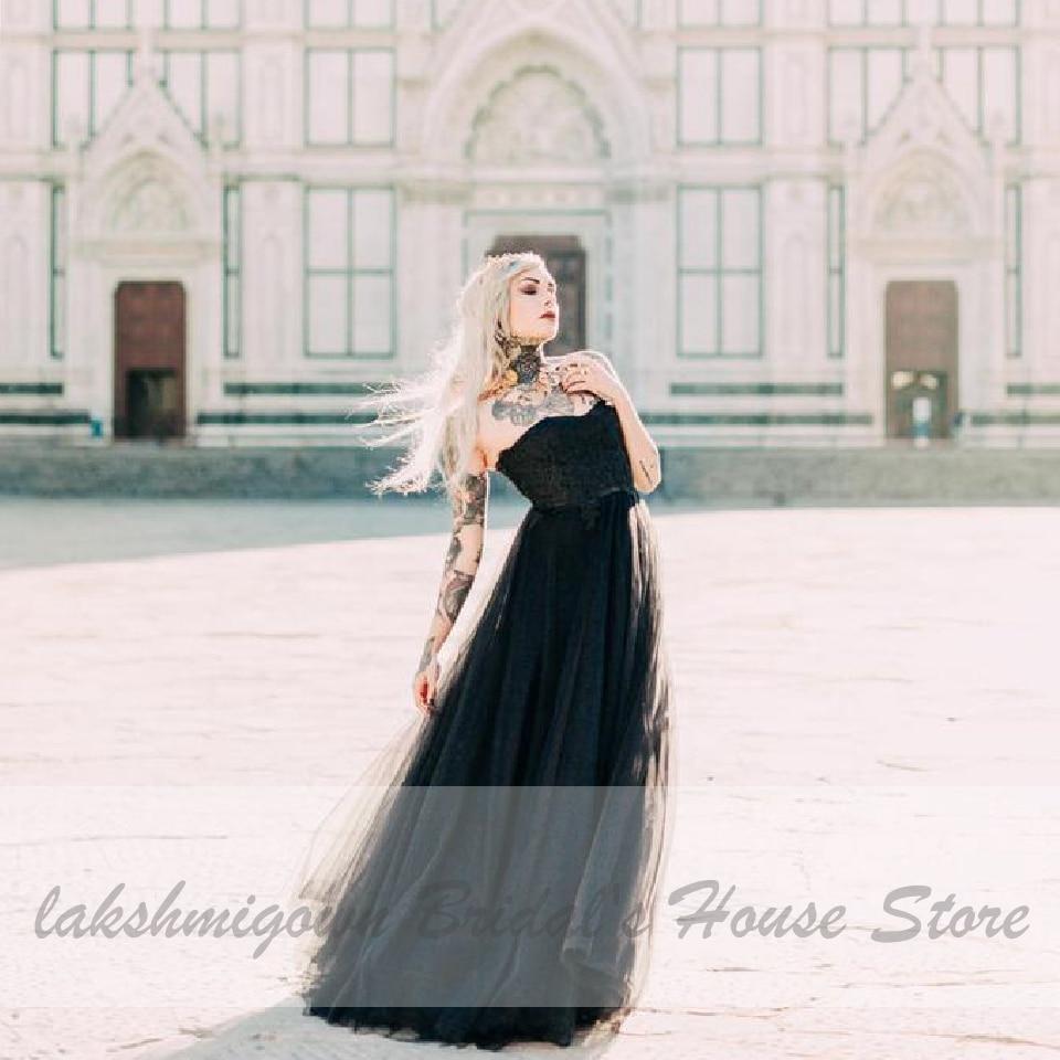 Gothic Black Wedding Dress Women New Sexy - ROYCEBRIDAL OFFICIAL STORE