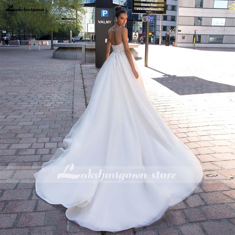 Illusion Scoop A Line Lace Wedding Dresses Applique