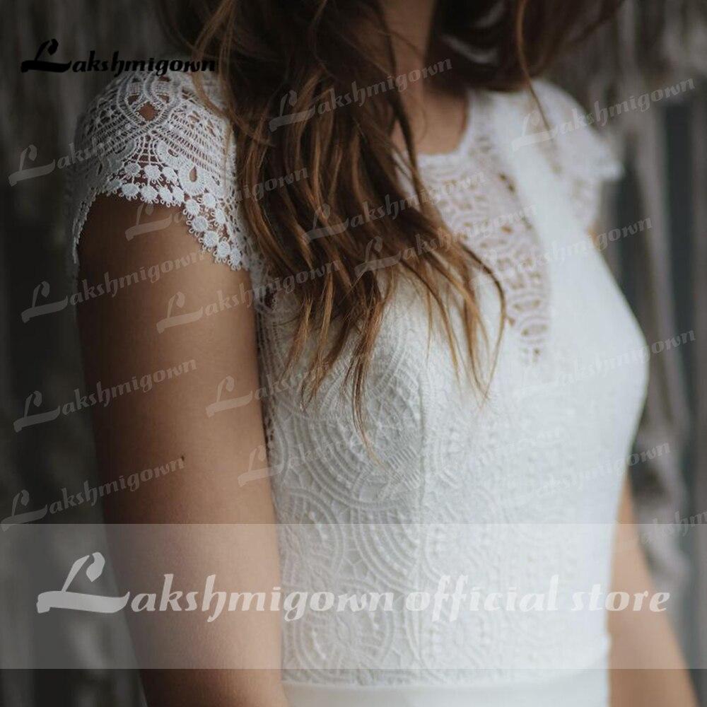 Lace O Neck Simple Floor Length Wedding Dresses - ROYCEBRIDAL OFFICIAL STORE
