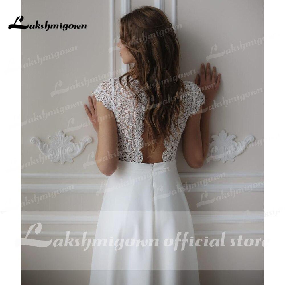 Lace O Neck Simple Floor Length Wedding Dresses - ROYCEBRIDAL OFFICIAL STORE