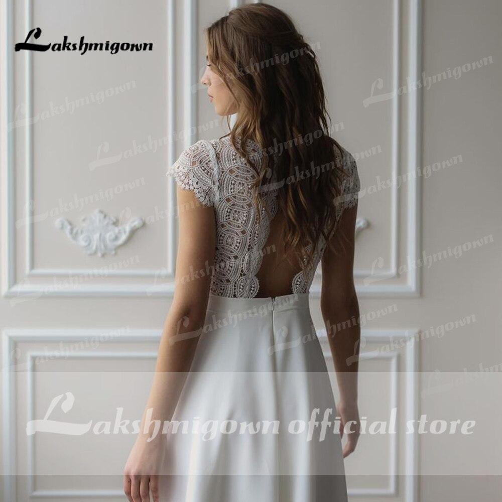 Lace O Neck Simple Floor Length Wedding Dresses - ROYCEBRIDAL OFFICIAL STORE