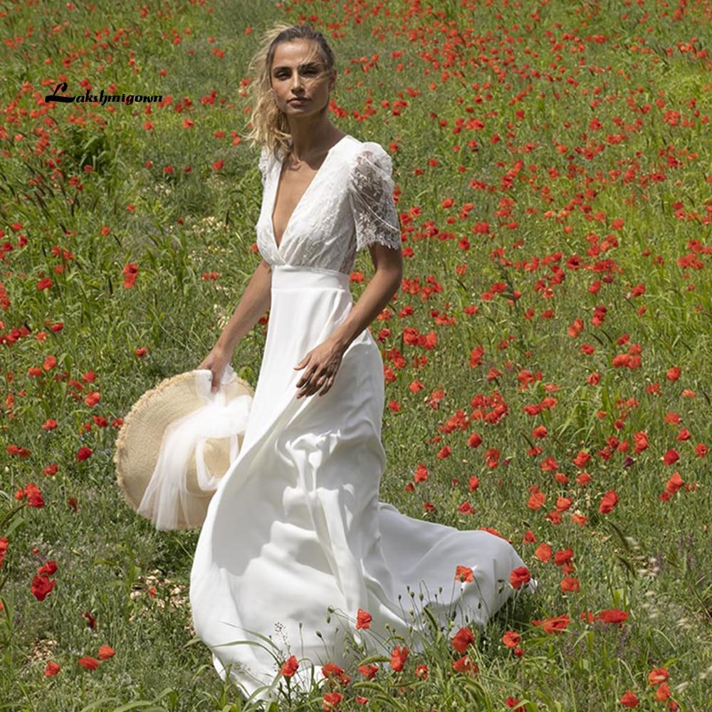 Lace Puff Short Sleeve Romantic Bridal Wedding Dresses - ROYCEBRIDAL OFFICIAL STORE
