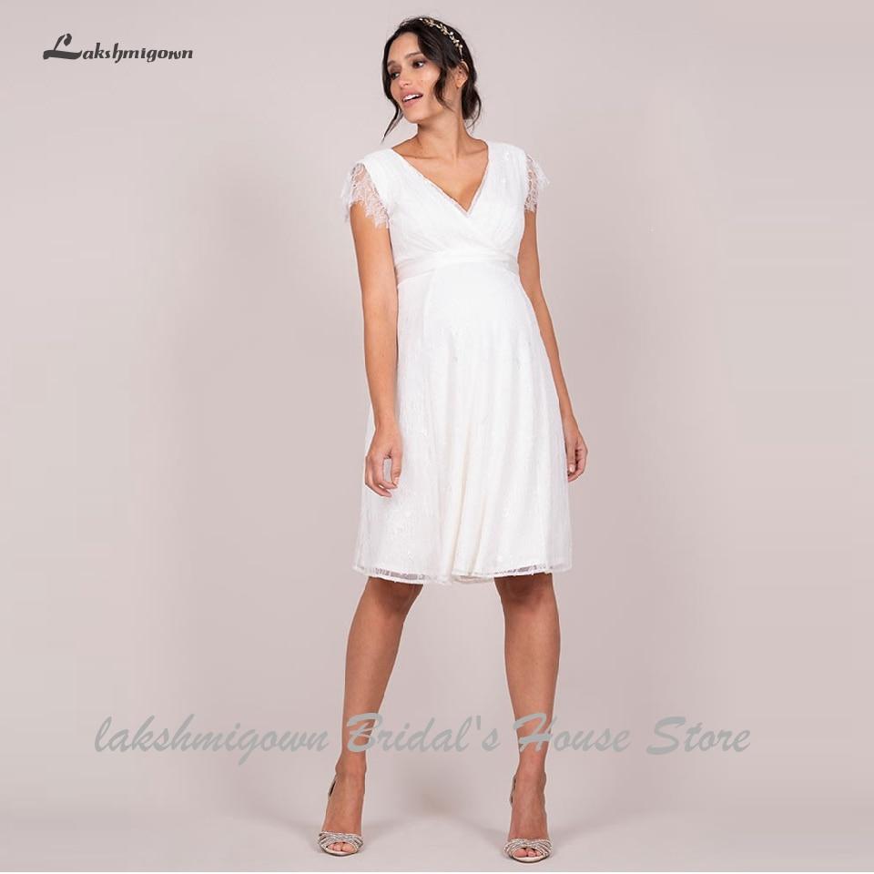 Lace Short Wedding Dress Bridal Gown Detachable Sash Beach Wedding Dresses - ROYCEBRIDAL OFFICIAL STORE