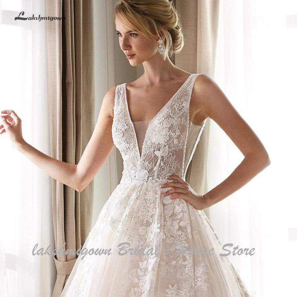 Lakshmigown Princess V Neck Wedding Dress A Line New Designer