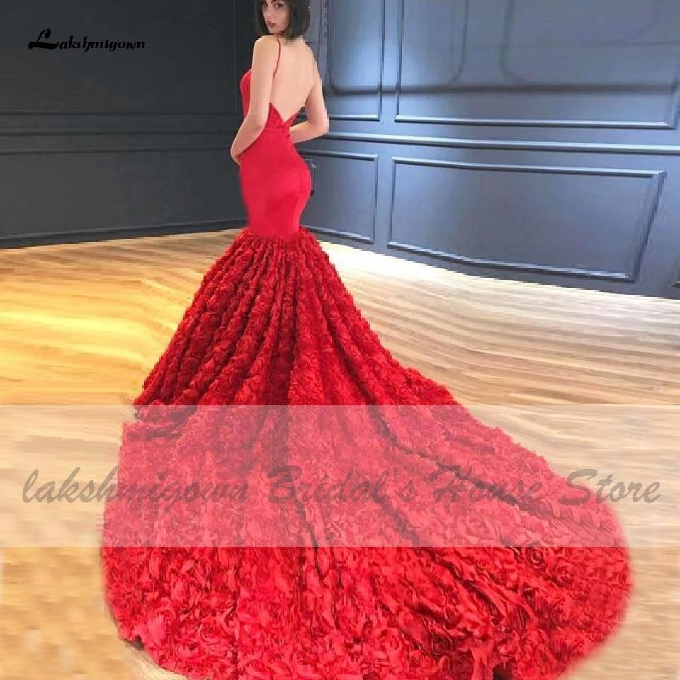 Lakshmigown Sexy Bridal Red Mermaid Wedding Dress Sapghetti Straps
