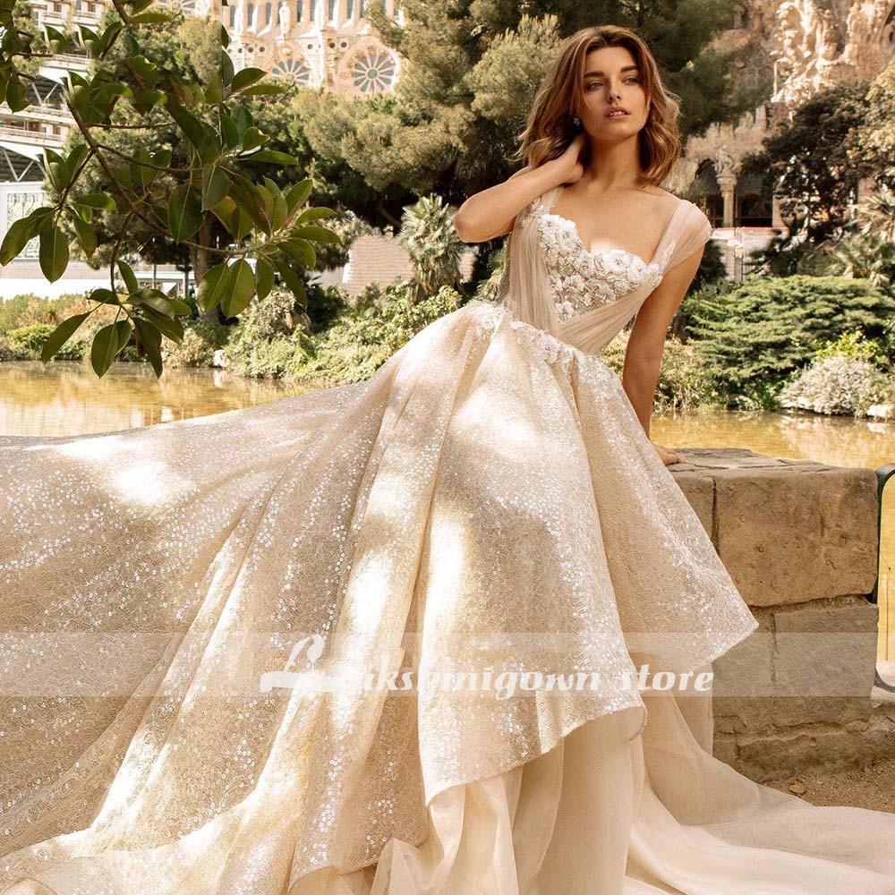 Lakshmigown Sexy Sweetheart A Line Sequined Wedding Dresses