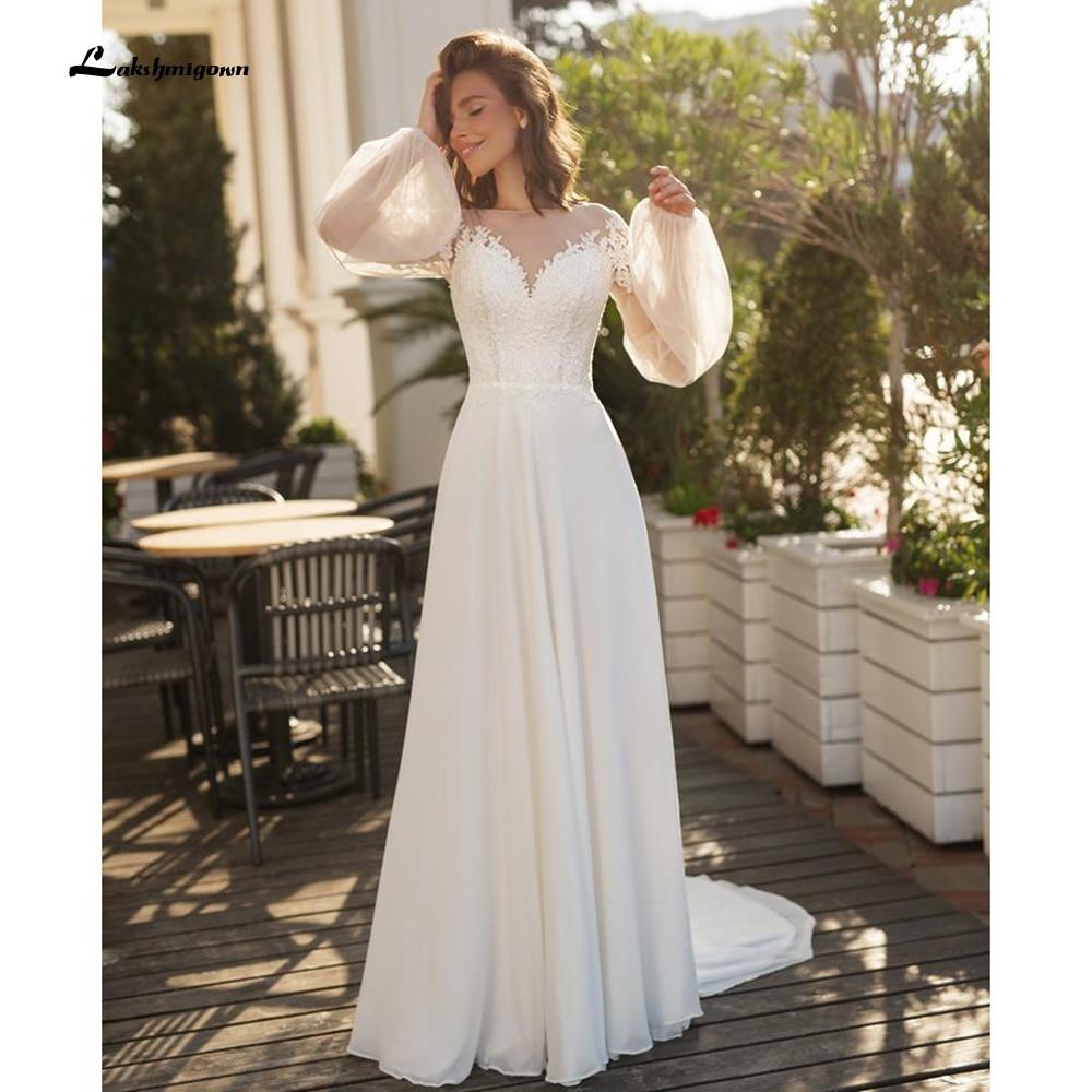 Long Sleeve Lace Beach Wedding Dresses