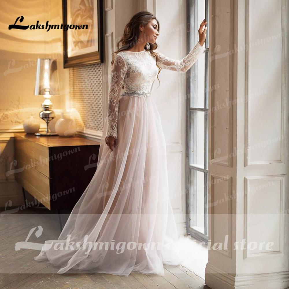 long Sleeve Lace Wedding Dresses With Back Buttons - ROYCEBRIDAL OFFICIAL STORE