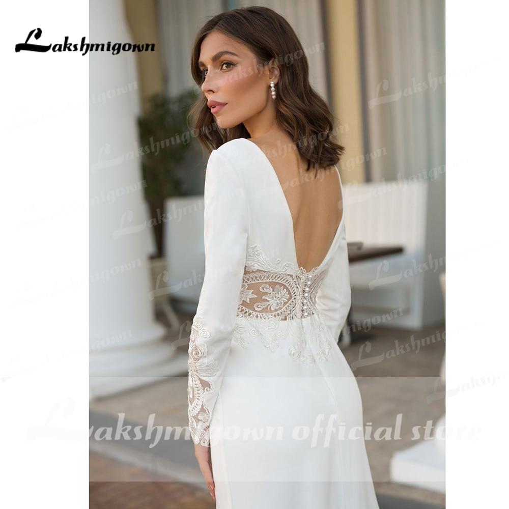 Long Sleeve Split Backless Lace Wedding Dresses - ROYCEBRIDAL OFFICIAL STORE