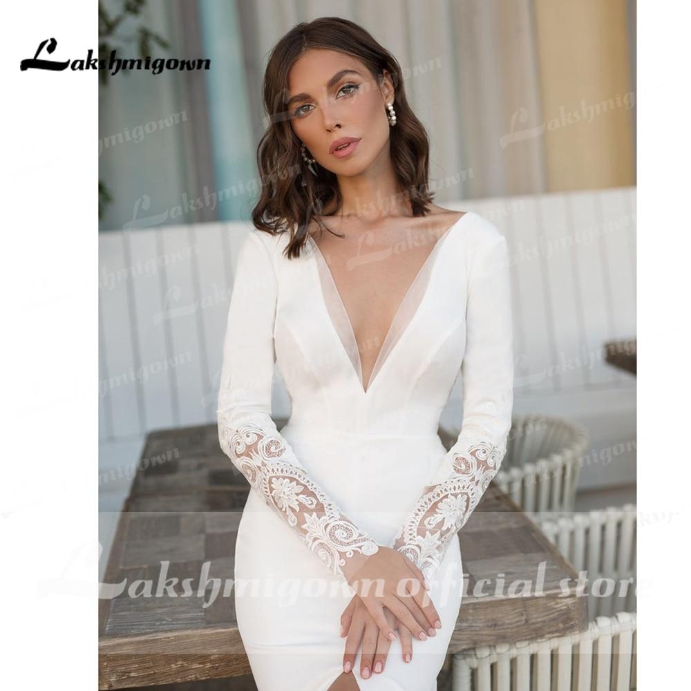 Long Sleeve Split Backless Lace Wedding Dresses - ROYCEBRIDAL OFFICIAL STORE