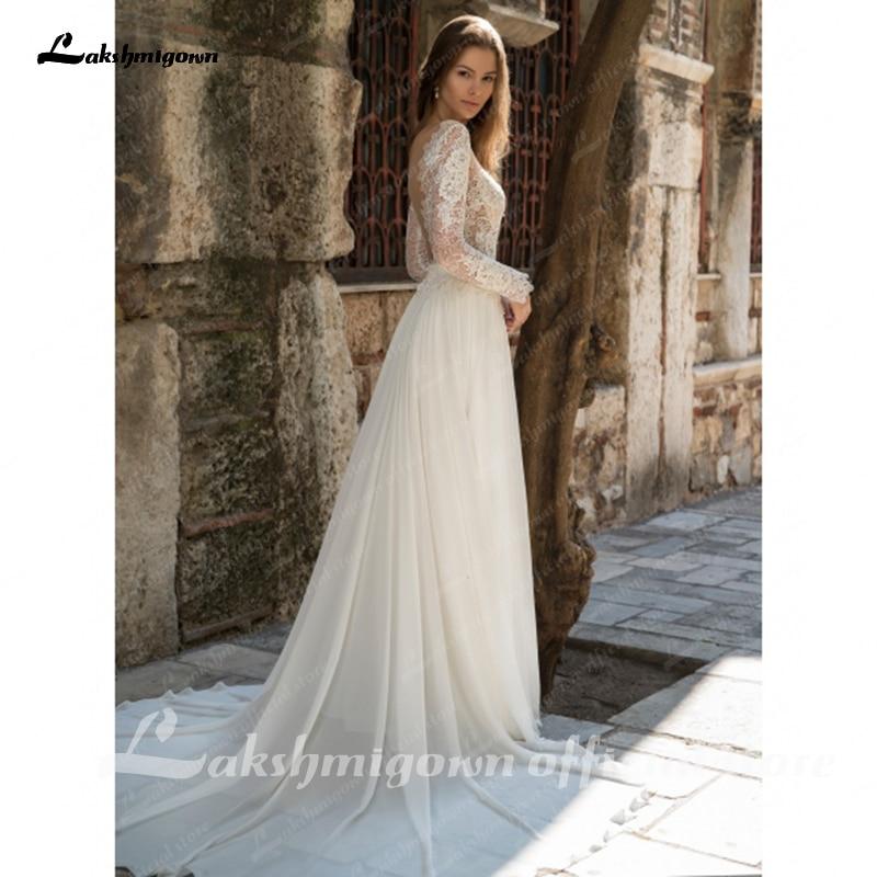 Long sleeves lace Court Train Wedding Dress