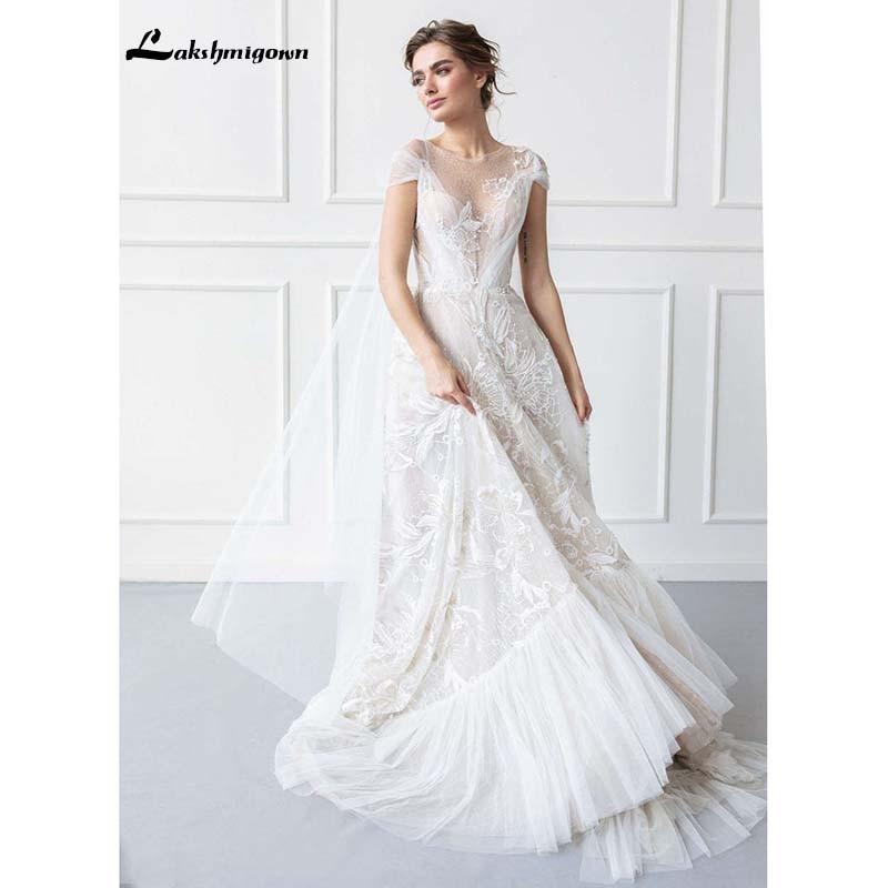 Luxurious Boho Wedding Dress Lace Beach Wedding Gowns