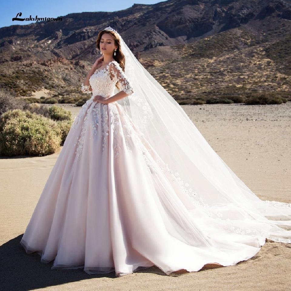 Luxury African Wedding Gowns with Floral Sleeves Muslim - ROYCEBRIDAL OFFICIAL STORE