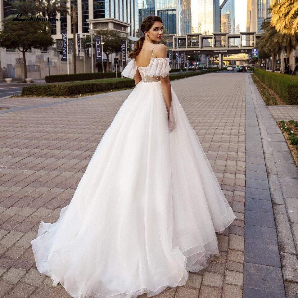 Luxury Crystal Beads Boho Wedding Dress