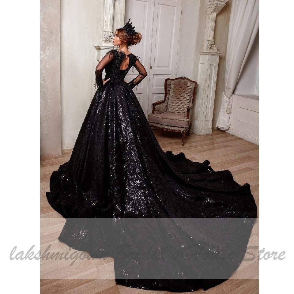 Luxury Dubai Black Wedding Dress Ball Gown - ROYCEBRIDAL OFFICIAL STORE