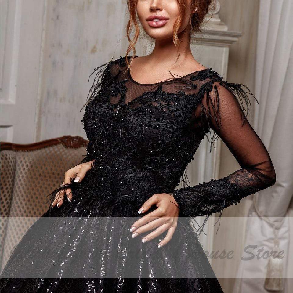 OIMG Sexy Black Party Formal Dresses Arabic Dubai Lady Cocktail