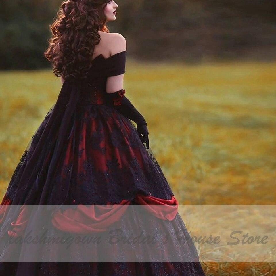 Luxury Red and Black Wedding Dresses Vintage Lace - ROYCEBRIDAL OFFICIAL STORE