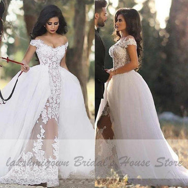 Mermaid Wedding Dress Vintage Lace Bridal Dresses - ROYCEBRIDAL OFFICIAL STORE