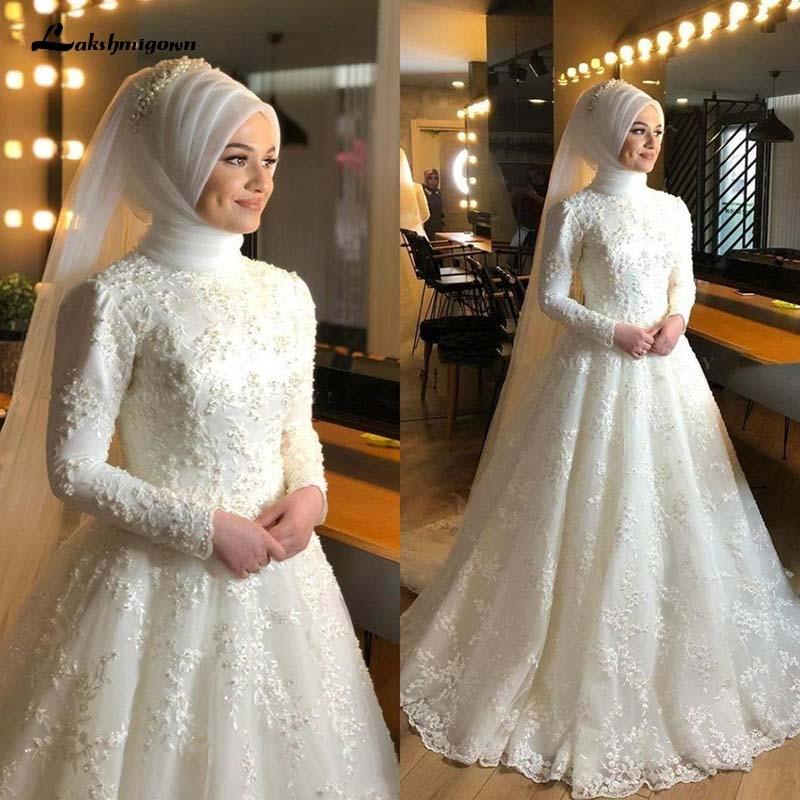 2024 Muslim Wedding Dress For Woman Elegant O Neck Long Sleeves Luxury Lace Bridal  Gowns Appliques Robes De Mariees Luxe Dubai | Beyondshoping | Free  Worldwide Shipping, No Minimum!