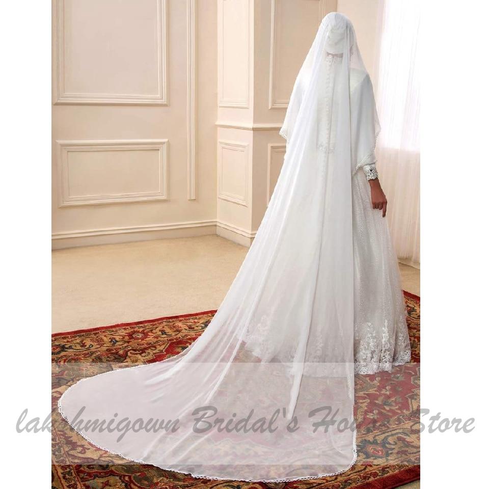 Muslim Princess Wedding Dress with Hijab  Plus Size Lace Appliques - ROYCEBRIDAL OFFICIAL STORE