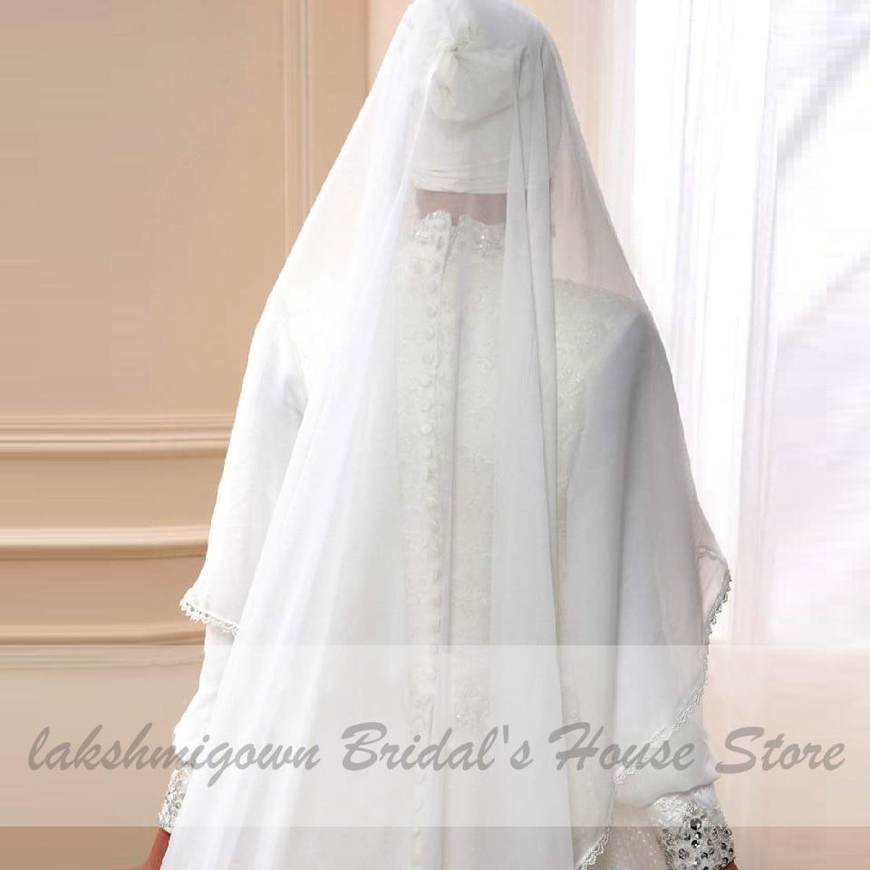 Muslim Princess Wedding Dress with Hijab  Plus Size Lace Appliques - ROYCEBRIDAL OFFICIAL STORE
