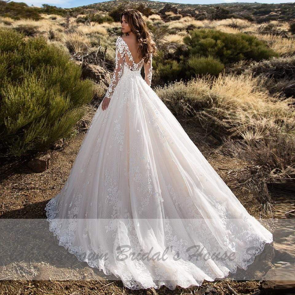 Muslim Wedding Dress Long Sleeve Vintage Lace Wedding Gowns - ROYCEBRIDAL OFFICIAL STORE