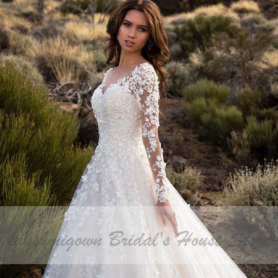 Muslim Wedding Dress Long Sleeve Vintage Lace Wedding Gowns - ROYCEBRIDAL OFFICIAL STORE