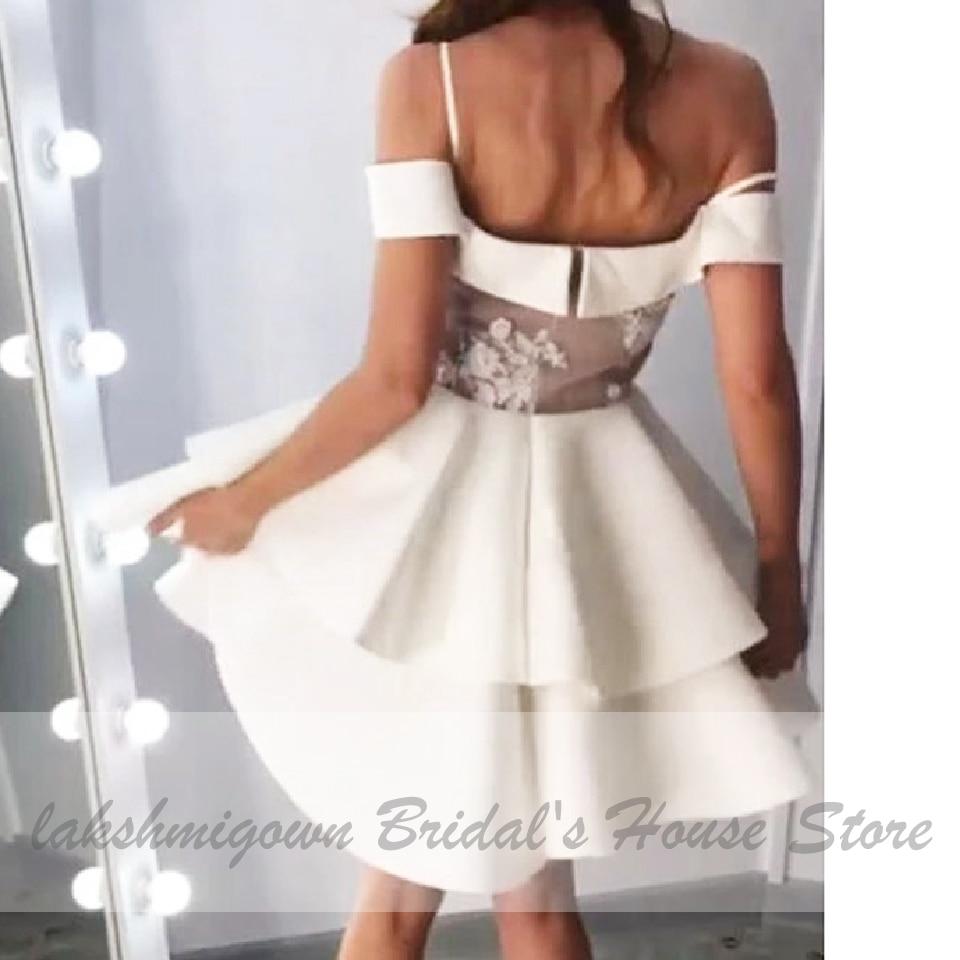 Off Shoulder Sexy Short Wedding Dress Simple Satin Bridal Gown
