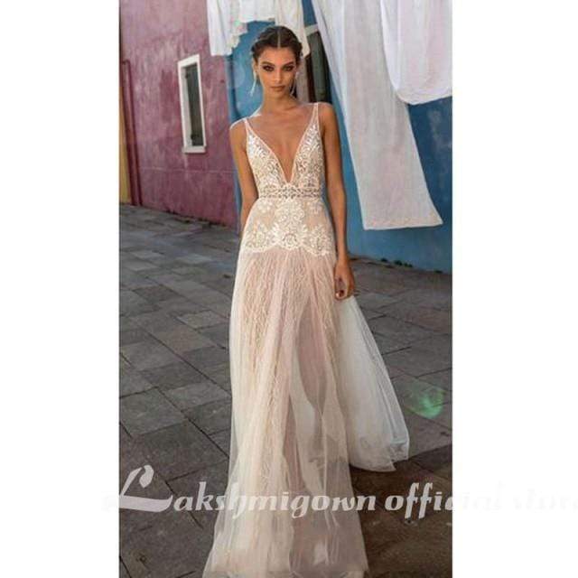 Sexy Country Gali Wedding Dresses V-Neck Tulle Lace - ROYCEBRIDAL OFFICIAL STORE