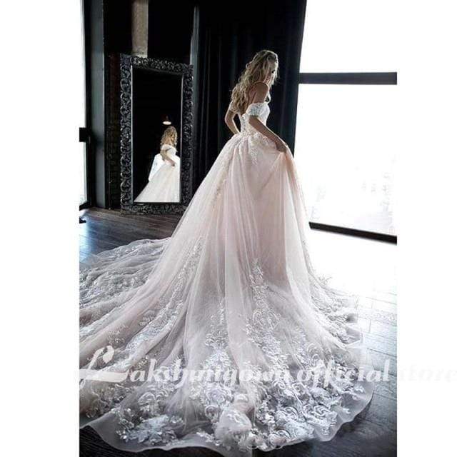 Princess Light Pink Off Shoulder A Line Wedding Dresses