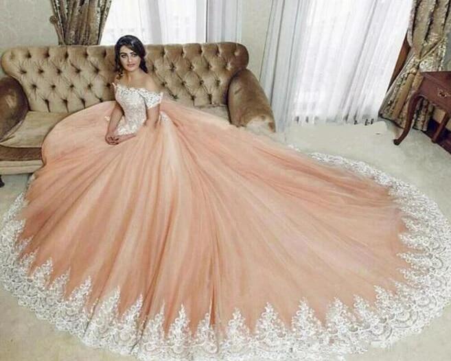 Pink Ball Gown Prom Girls Sweet Wedding Dress