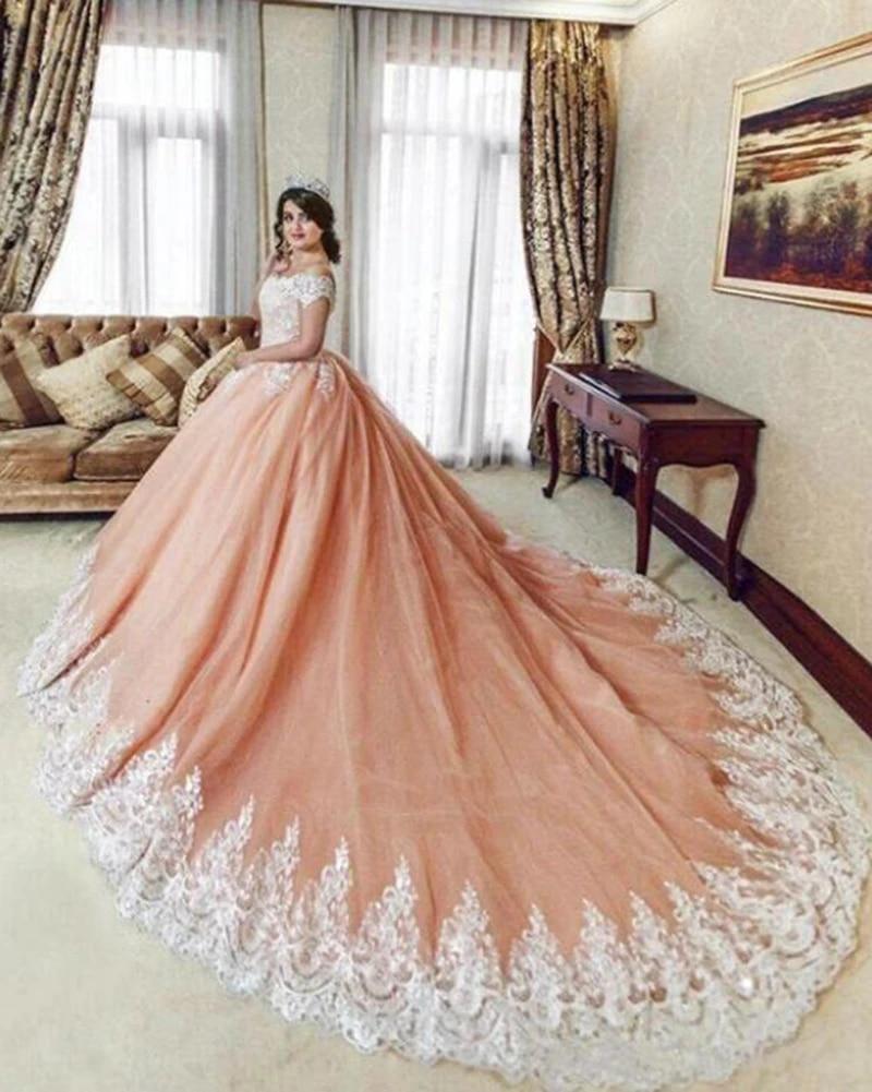Pink Ball Gown Prom Girls Sweet Wedding Dress - ROYCEBRIDAL OFFICIAL STORE