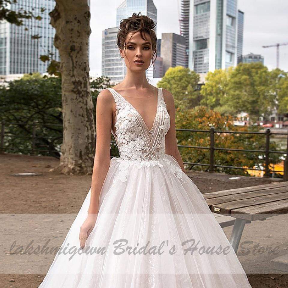 Pink Wedding Gown Vintage Lace Bridal Dress Open Back - ROYCEBRIDAL OFFICIAL STORE