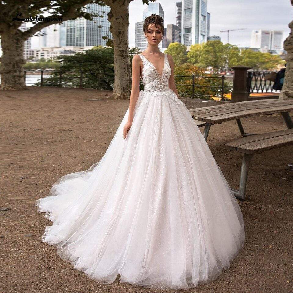 Pink Wedding Gown Vintage Lace Bridal Dress Open Back - ROYCEBRIDAL OFFICIAL STORE