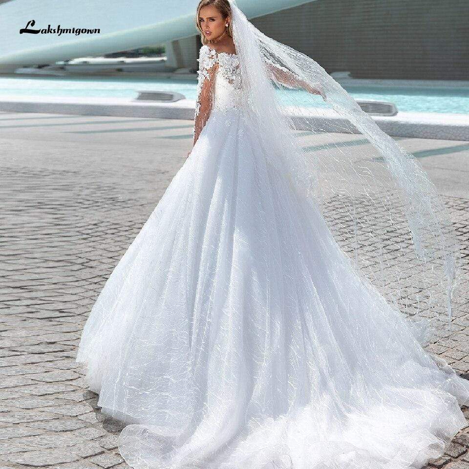 Princess Bridal Dresses Lace Glitter Tulle Wedding Dress