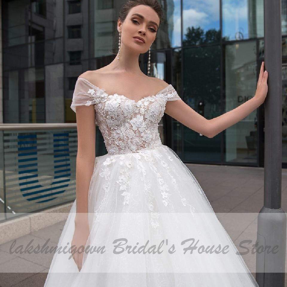 Princess Bridal White Tulle Mariage Wedding Gowns