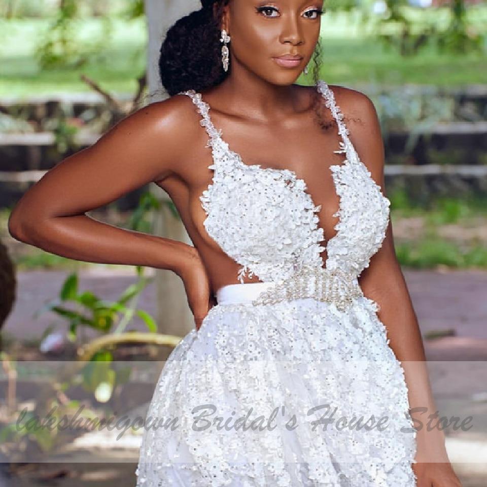 Princesse Mariage African Luxury Crystal Lace Wedding Dress