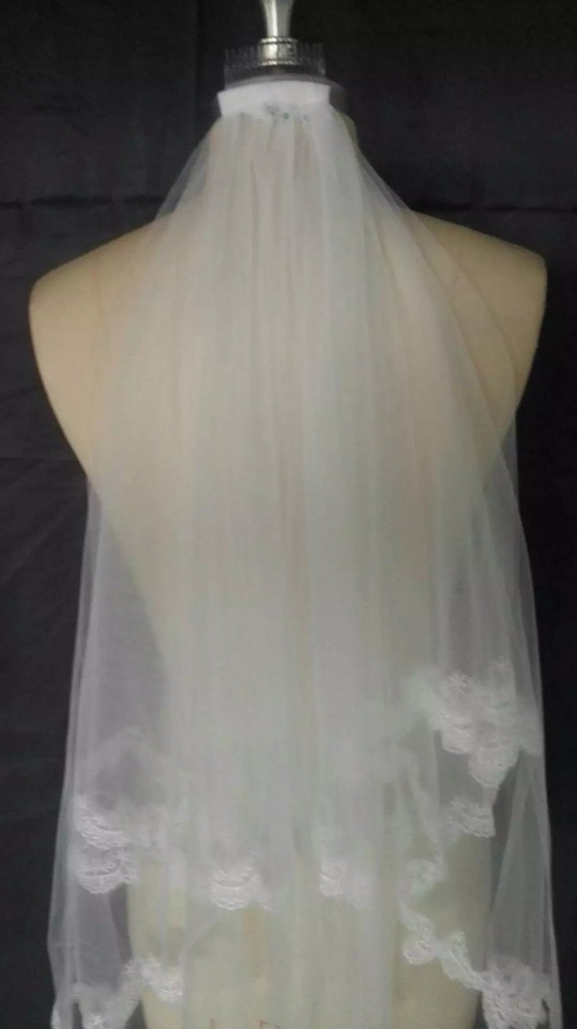 Lace Edge In Stock White Ivory Short Bridal Veil with Comb Applique Edge Wedding Veil Accessory