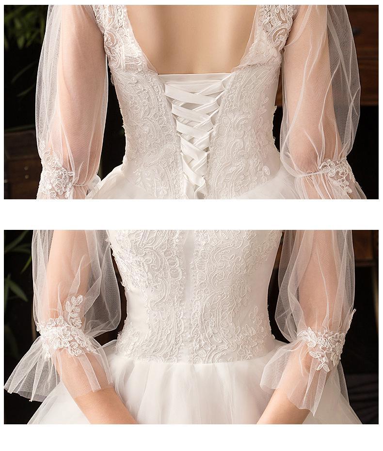 New High Neck Three Quarter Sleeve Wedding Dress Sexy Illusion Lace Applique Plus Size Vintage Bridal Gown Robe De Mariee L