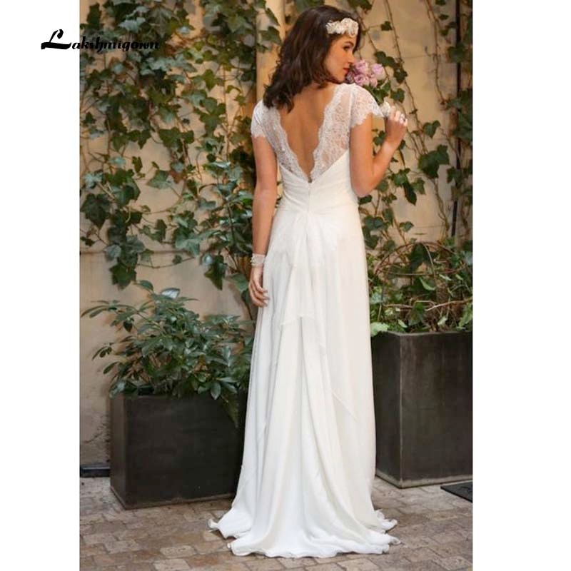 Western Country Wedding Dresses 2021 Lace Chiffon Modest Long Bohemian Bridal Gowns Plus Size Robe de mariée en dentelle