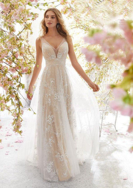 New wedding dress sexy backless sleeveless lace dress for women