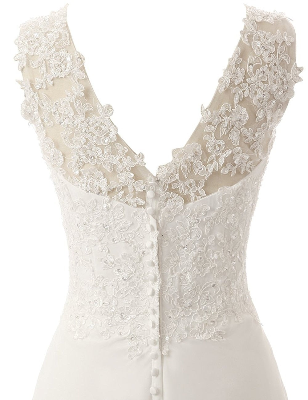 Beach Wedding Dresses White/Lvory Chiffon Lace Appliques Bridal Gown Backless Vestido De Noiva