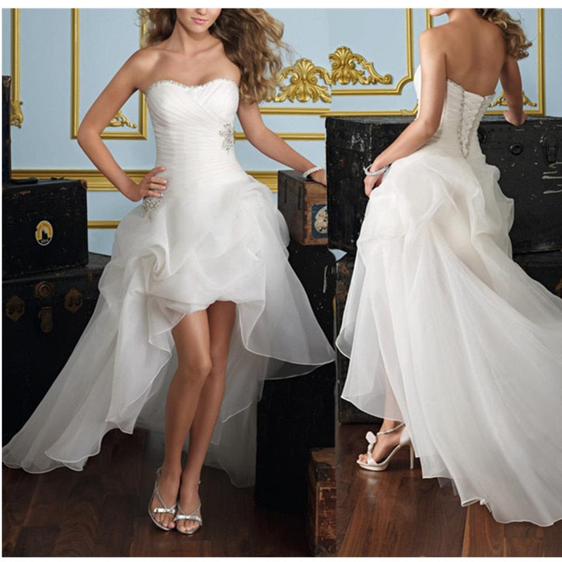 Vestido De Noiva Hi-low Bridal Gown Tulle Wedding Dress Lace up back Wedding Dresses